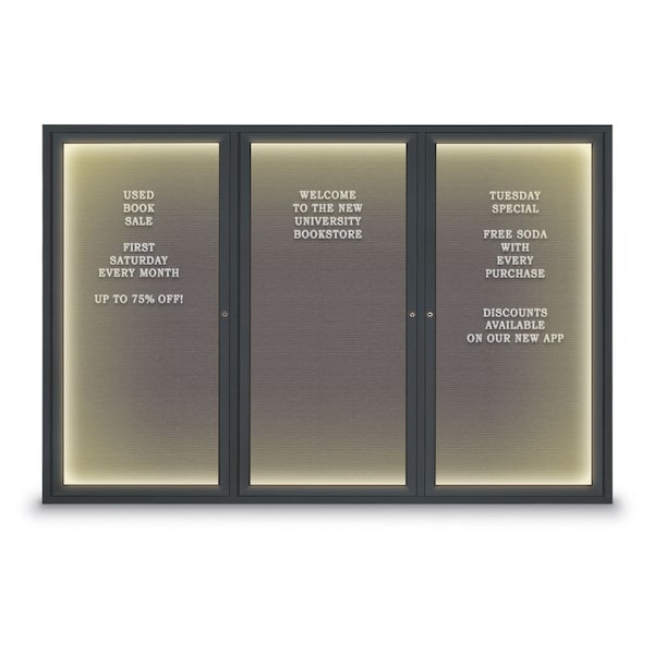 Indoor Enclosed Combo Board, 42"x32", Black Frame/Grey & Buff